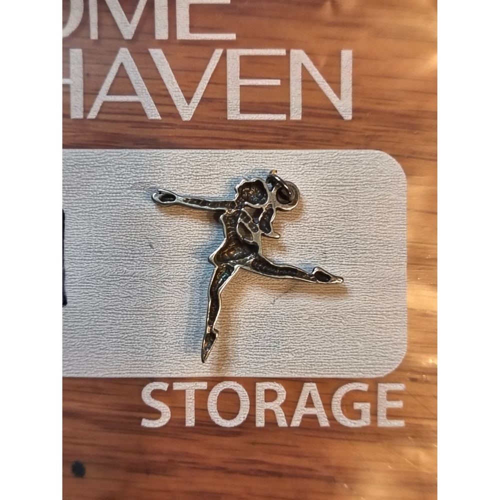 Vintage 925 Sterling Silver Ballerina Dancer Charm Pendant Oxidized Patina - Picture 2 of 2